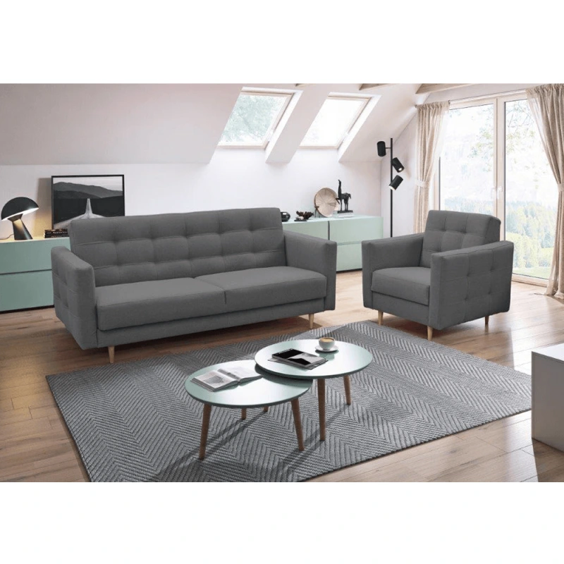 Celočalúnené kreslo, tmavosivá látka, AMEDIA 1