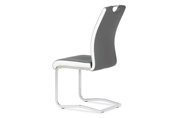 Jedálenská stolička DCL-406 GREY, koženka sivá, chróm