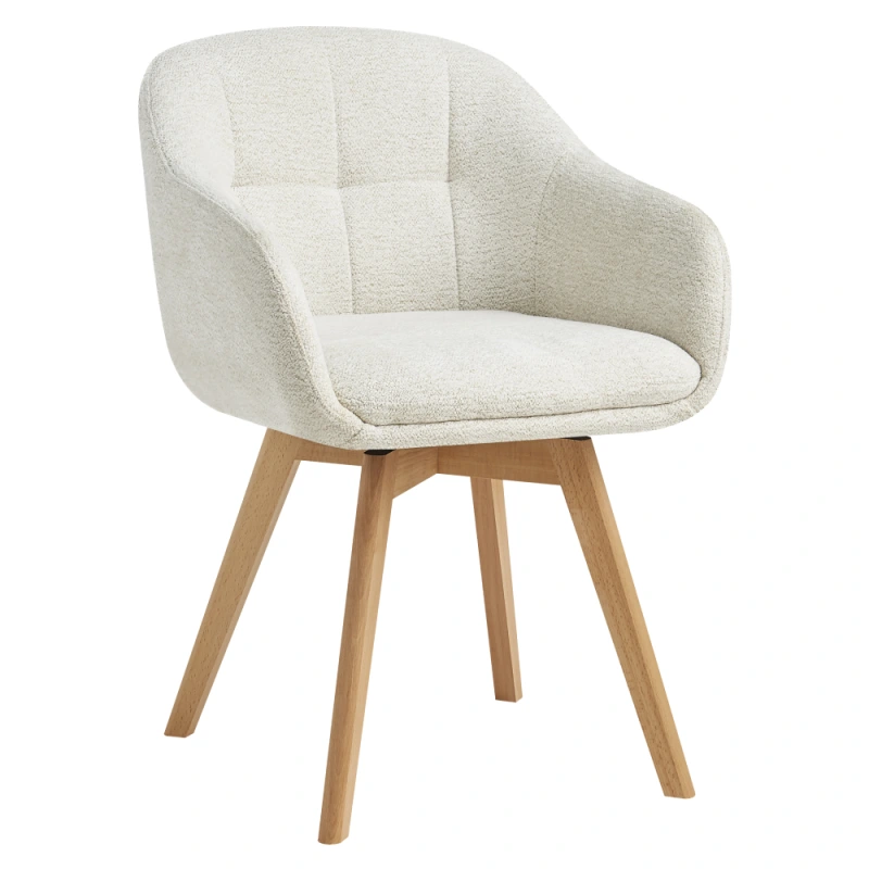 Otočné jedálenské kreslo, krémová/buk, DIMER 1