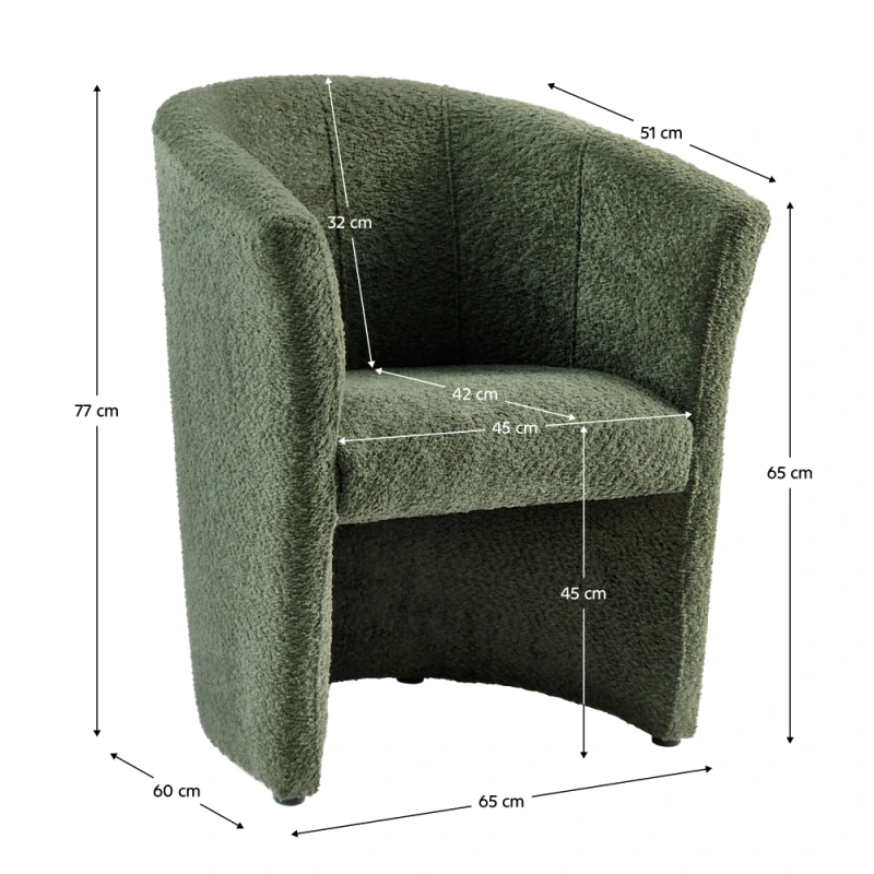 Klubové kreslo, zelená látka Coral, CUBA 14