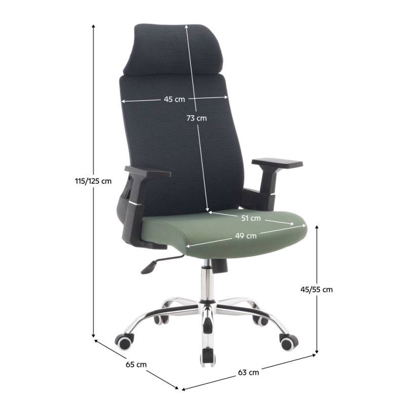 Kancelárske kreslo, tmavosivá/zelená/chróm, HOLGER 5