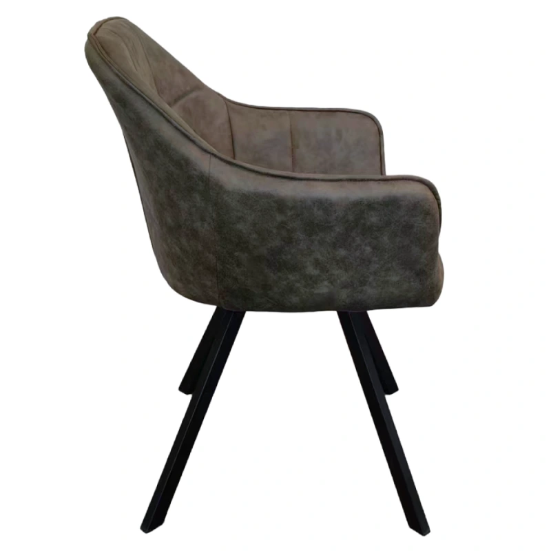 Otočné jedálenské kreslo, zelená látka s efektom brúsenej kože, SAMANTA 5