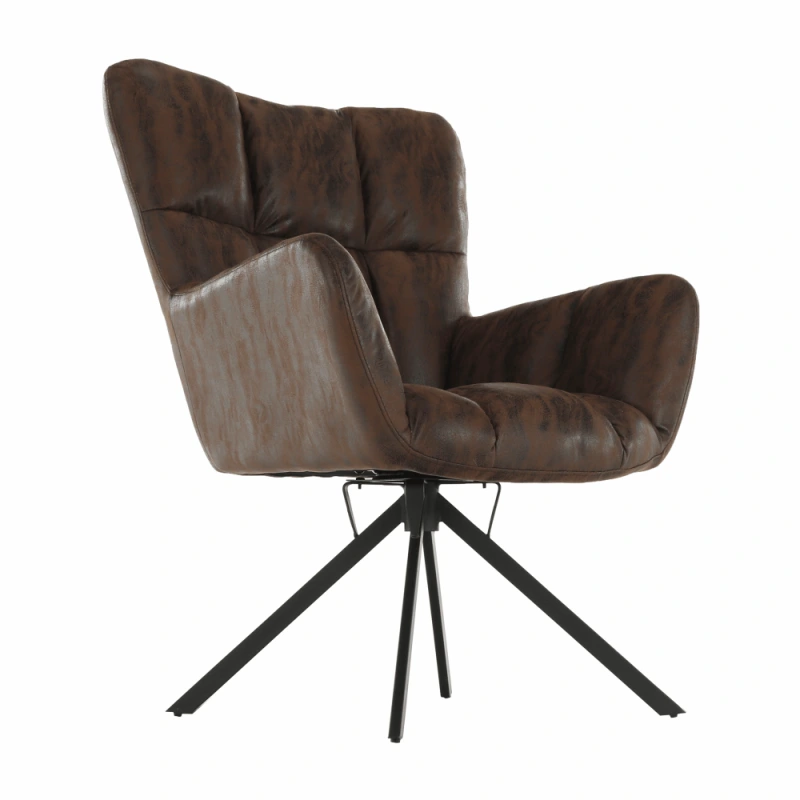 Dizajnové otočné kreslo, látka s efektom brúsenej kože, hnedá/čierna, KOMODO 13