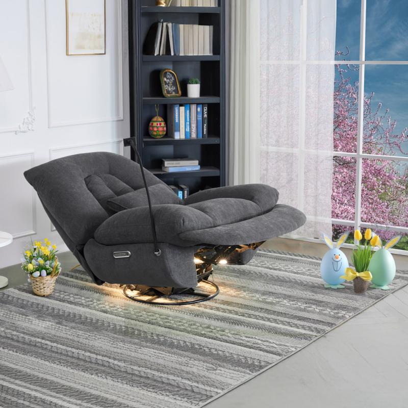 Polohovací křeslo, elektrické zabudované ovládání, šedá látka, TV-7089 GREY2 1