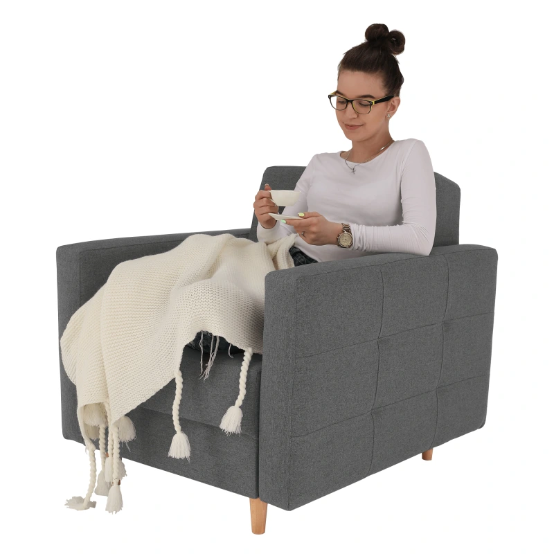 Celočalúnené kreslo, tmavosivá látka, AMEDIA 12