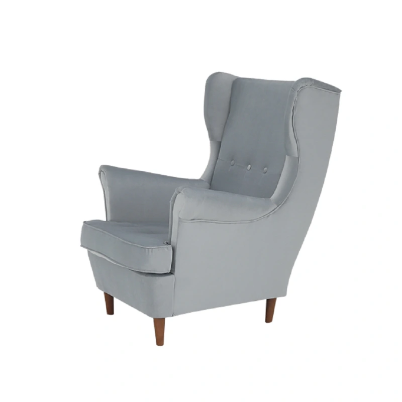 Kreslo ušiak, svetlosivá/orech, RUFINO 3 NEW 9