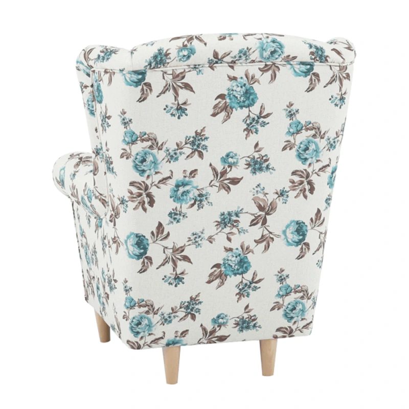 Kreslo ušiak s taburetom, látka rose 14, ASTRID 7