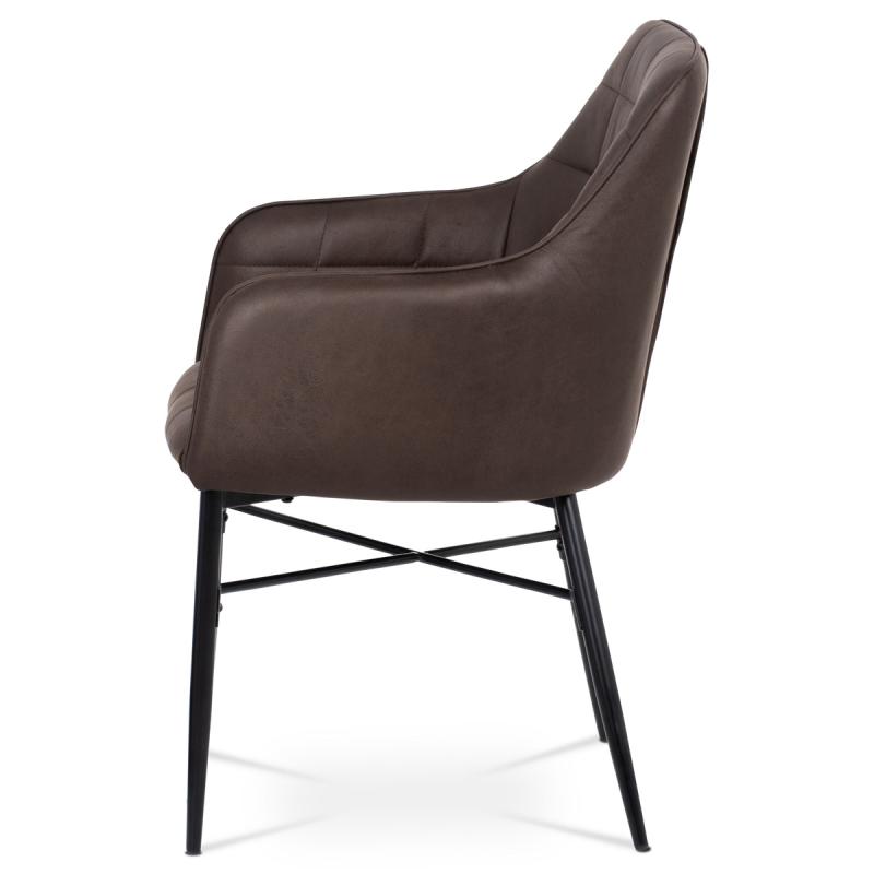 Jedálenská stolička AC-9990 BR3 hnedá látka v dekor vintage kože