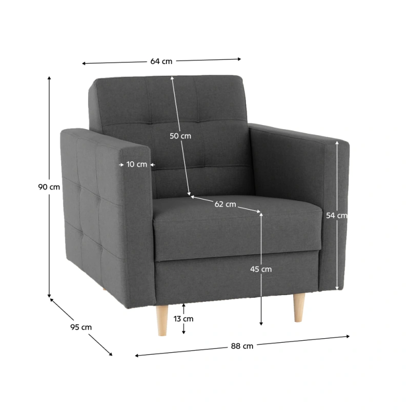 Celočalúnené kreslo, tmavosivá látka, AMEDIA 2