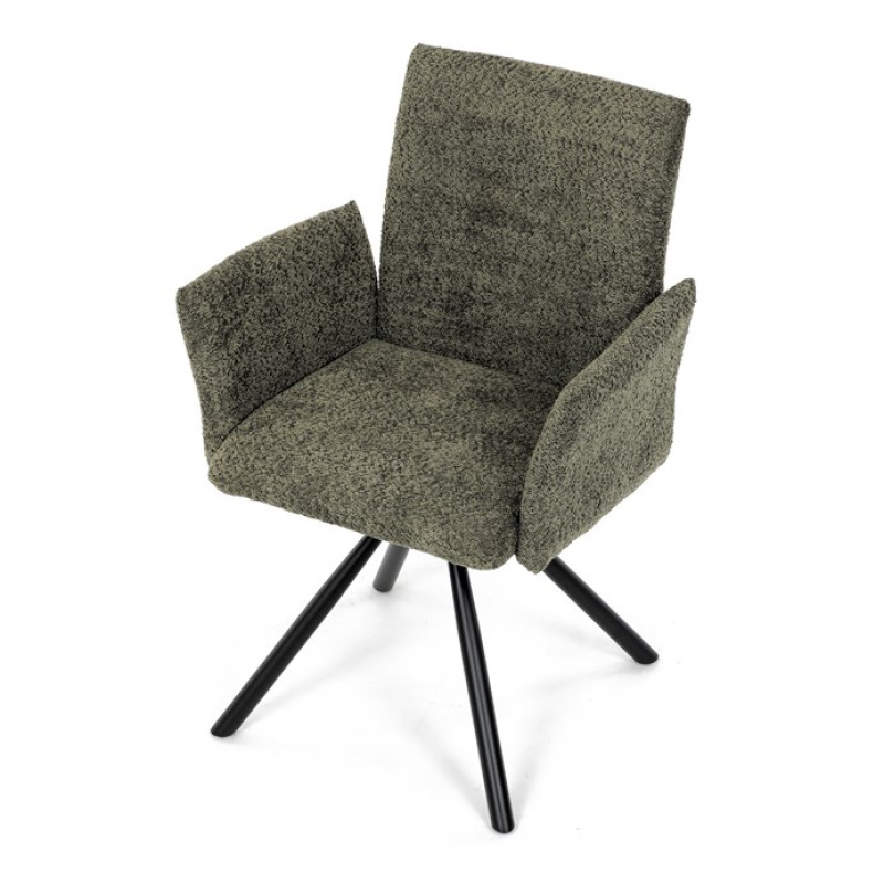 Židle jídelní DCH-W1117 GRN2 zelená látka, černý kov, otočný mechanismus 90°/90° (L/P) 13