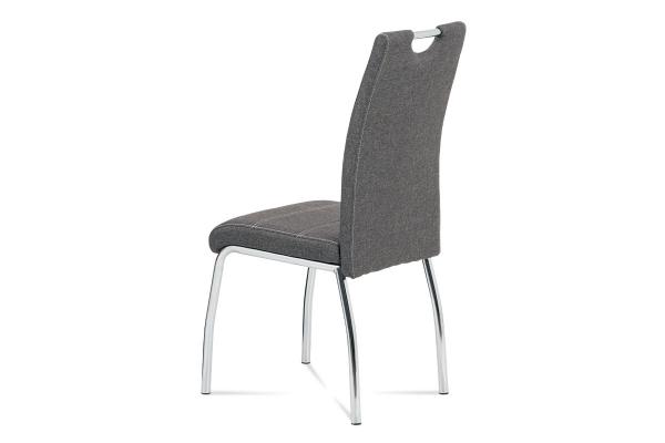 Jedálenská stolička HC-485 GREY2 sivá látka, biele prešitie
