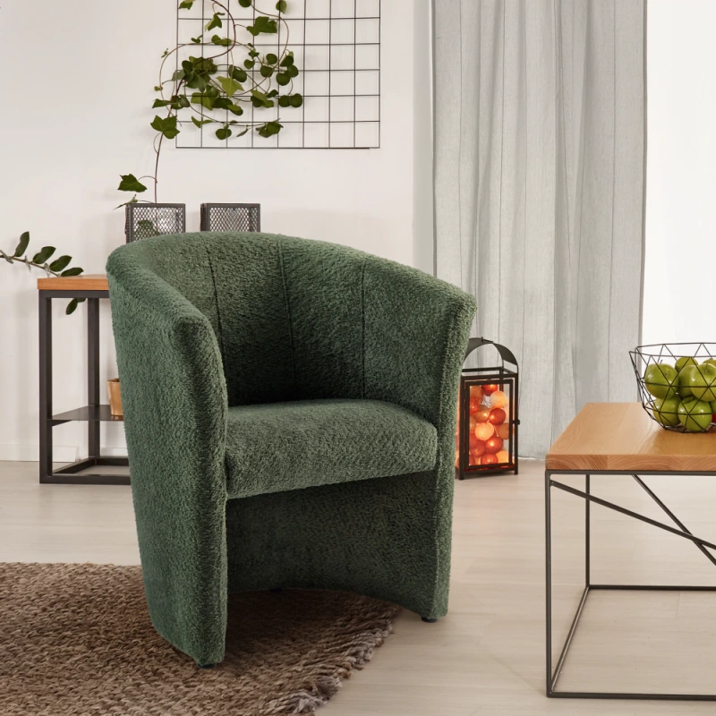 Klubové kreslo, zelená látka Coral, CUBA 13