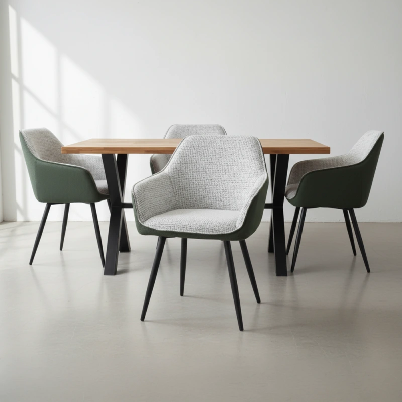 Dizajnové kreslo, zelená/svetlosivý melír/čierna, KATRIEL 5