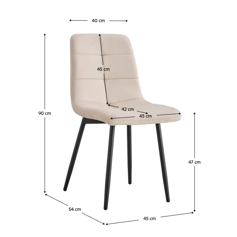 Jedálenská stolička, béžová Velvet látka/kov, DAMIA TYP 1