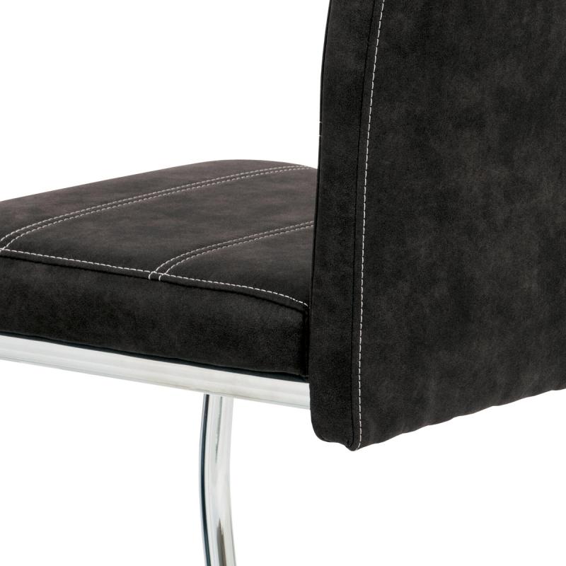 Jedálenská stolička HC-483 BK3 čierna látka v dekore vintage kože