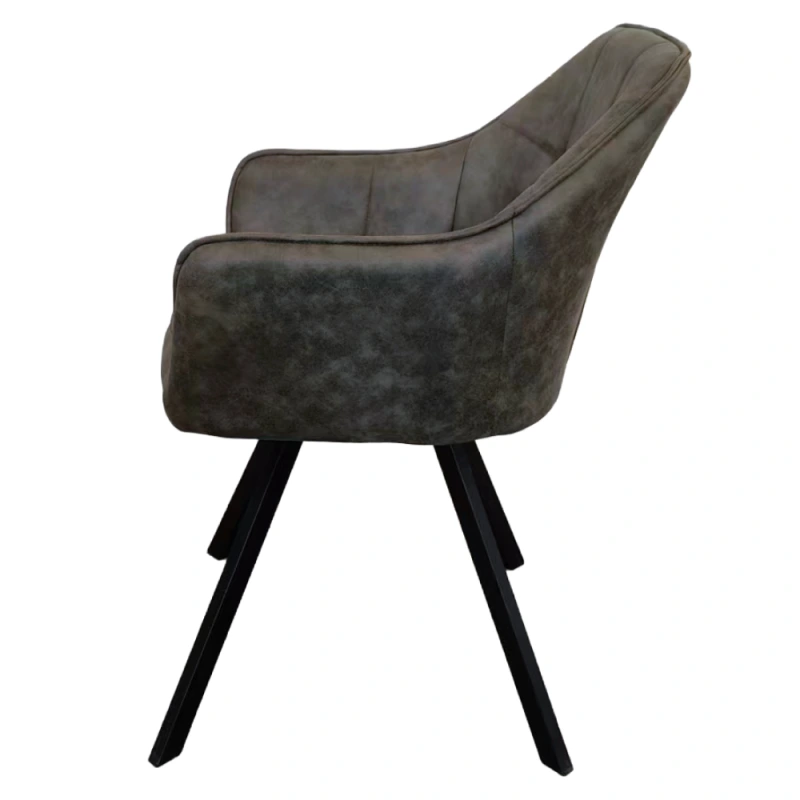 Otočné jedálenské kreslo, zelená látka s efektom brúsenej kože, SAMANTA 6