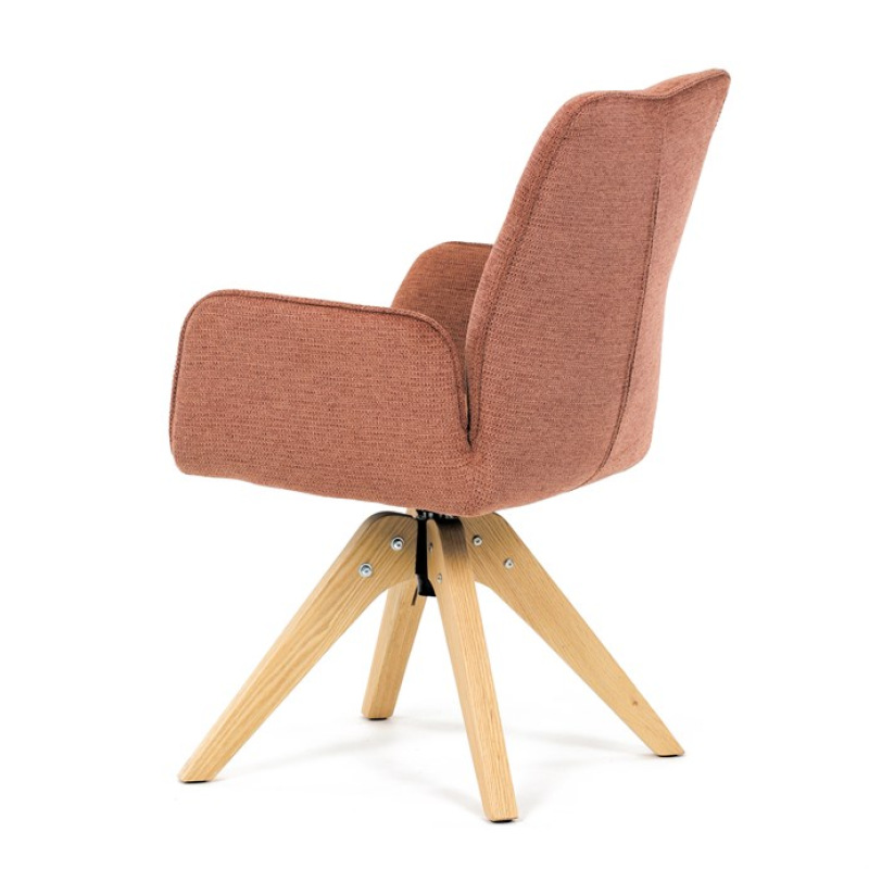 Jídelní židle DCH-C2148 ORA2, oranžová voděodpudivá látka, dubové nohy, otočná 360° 5