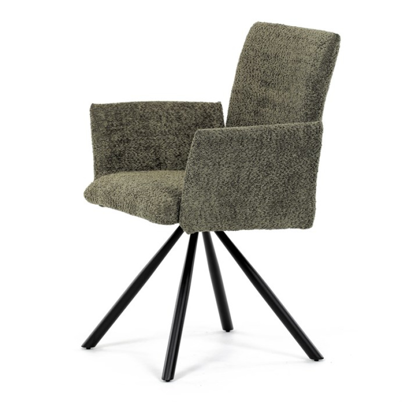 Židle jídelní DCH-W1117 GRN2 zelená látka, černý kov, otočný mechanismus 90°/90° (L/P) 2