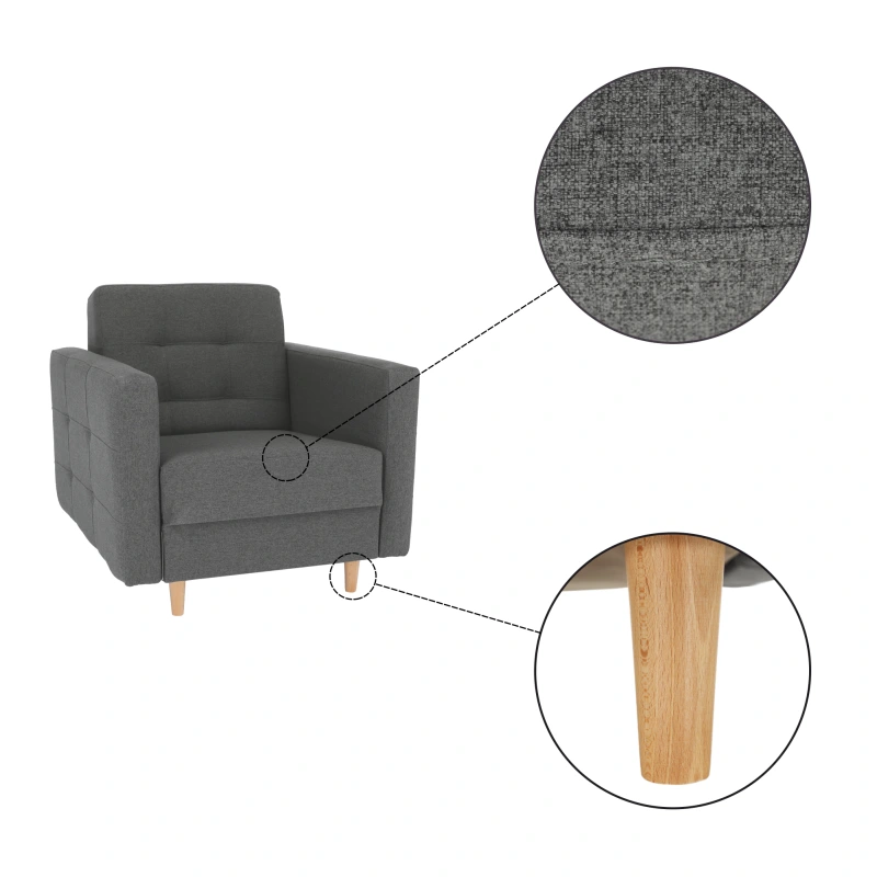 Celočalúnené kreslo, tmavosivá látka, AMEDIA 3