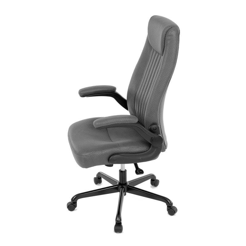 Kancelárska stolička KA-C708 GREY2, šedá koženka, kov čierna