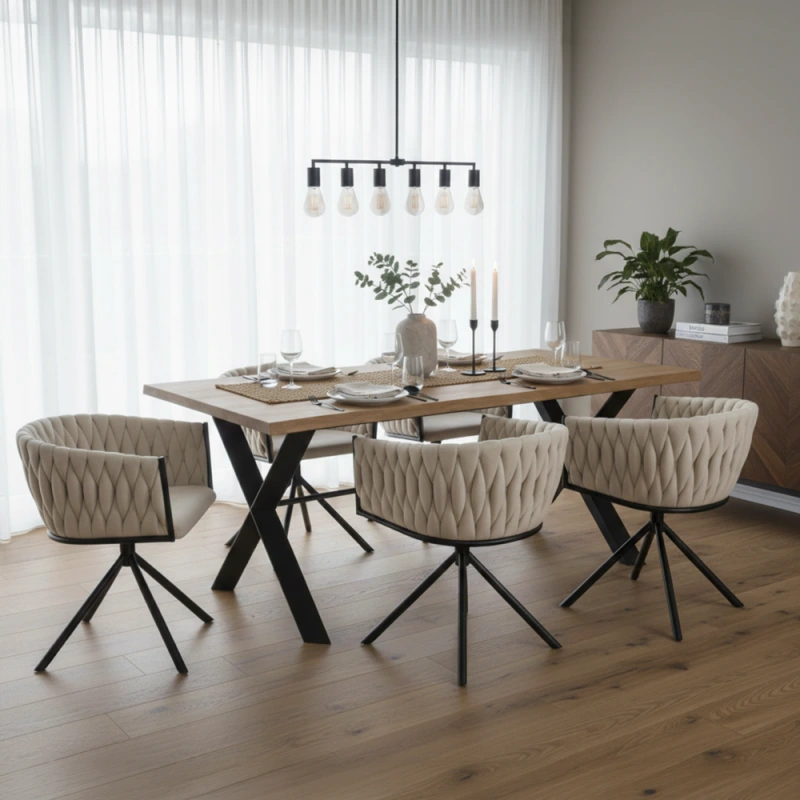 Otočné jedálenské kreslo, béžová Velvet látka/čierna, ZALA 1