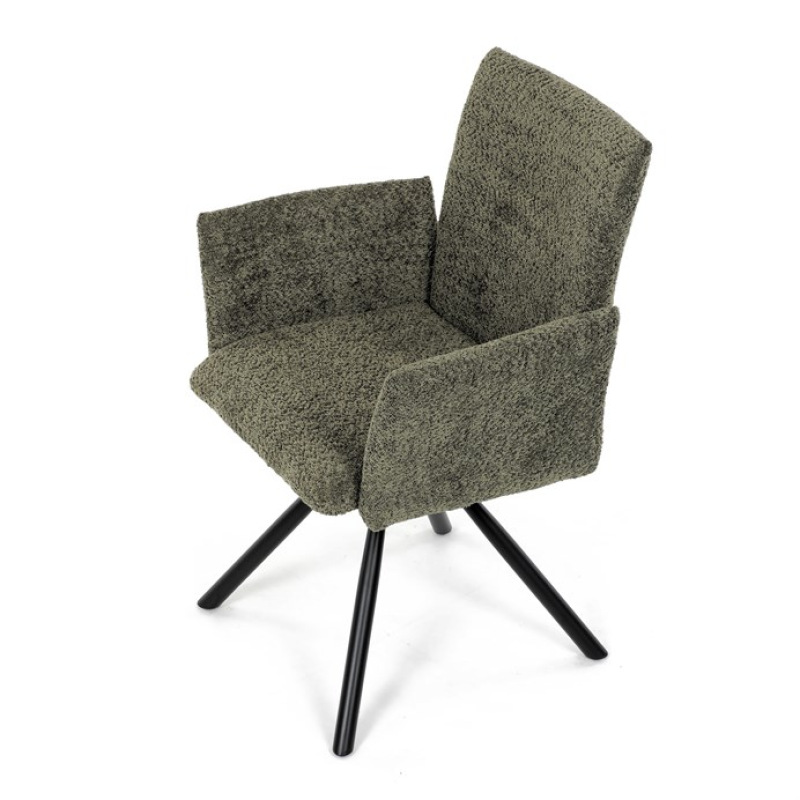 Židle jídelní DCH-W1117 GRN2 zelená látka, černý kov, otočný mechanismus 90°/90° (L/P) 14