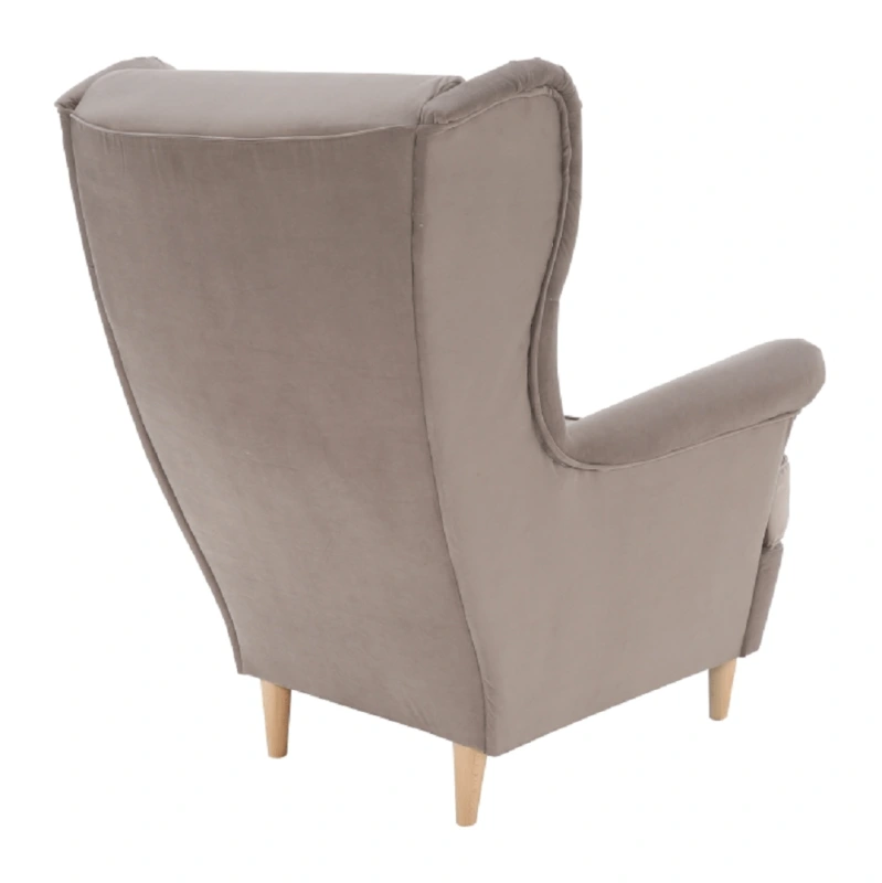 Kreslo ušiak, béžovosivá/buk, RUFINO 3 NEW 12