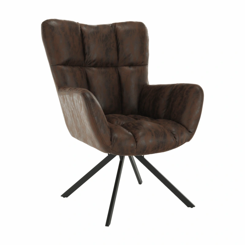 Dizajnové otočné kreslo, látka s efektom brúsenej kože, hnedá/čierna, KOMODO 5