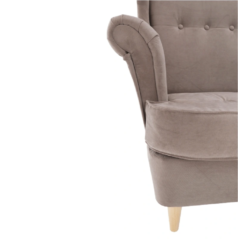 Kreslo ušiak, béžovosivá/buk, RUFINO 3 NEW 5