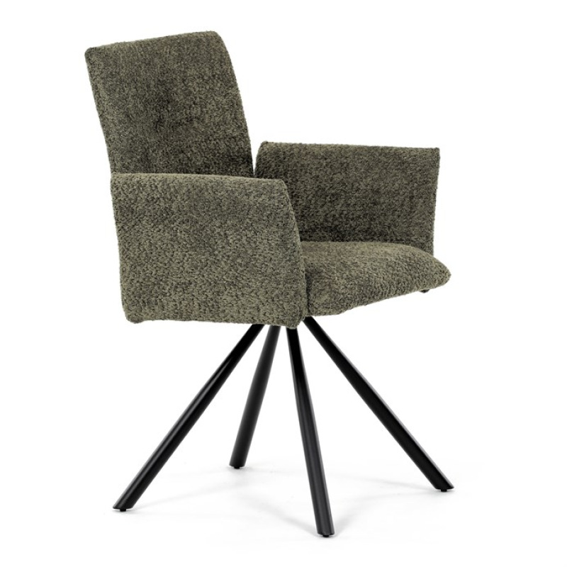 Židle jídelní DCH-W1117 GRN2 zelená látka, černý kov, otočný mechanismus 90°/90° (L/P) 10