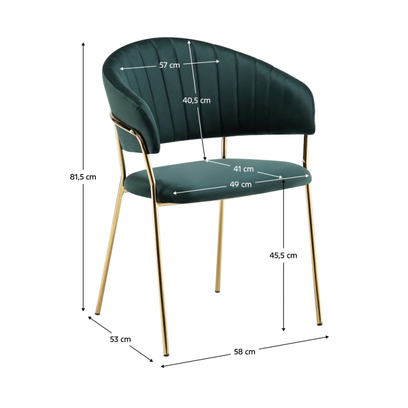 Dizajnové jedálenské kreslo, tmavozelená Velvet látka/gold chróm zlatý, DASMIN TYP 1 4