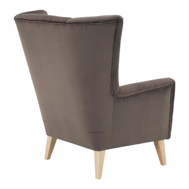 Kreslo-ušiak, taupe-sivohnedá/buk, RODEZA 5