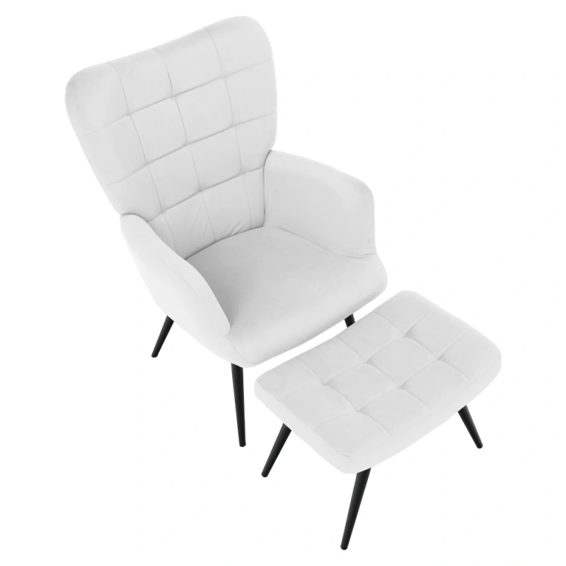 Kreslo s podnožou, svetlosivá Velvet látka/čierna, HABEN 5