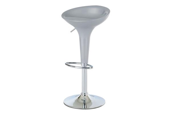 Barová stolička AUB-9002 SIL, plast strieborný/chróm