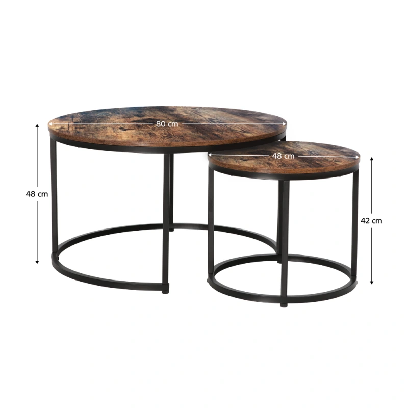 Konferenčné stolíky, set 2 ks, orech/čierna, CIRKO 3