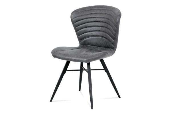 Autronic - jedálenská stolička, sivá látka vintage, kov čierny mat - HC-442 GREY3