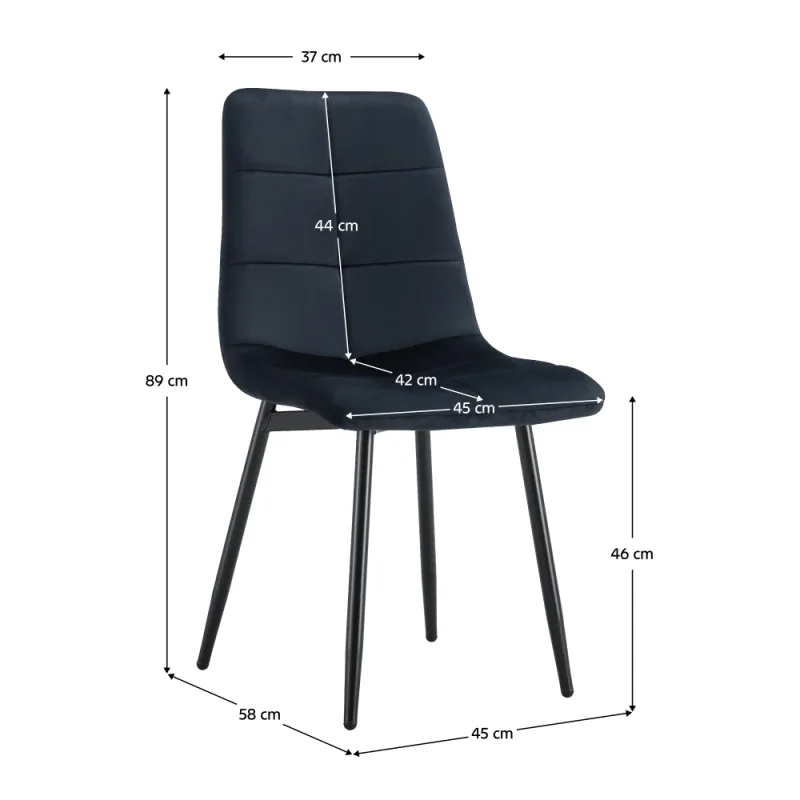 Jedálenská stolička, čierna Velvet látka/kov, DAMIA TYP 1
