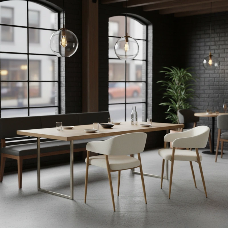 Dizajnové jedálenské kreslo, krémová/buk, NIZAR TYP 1 9