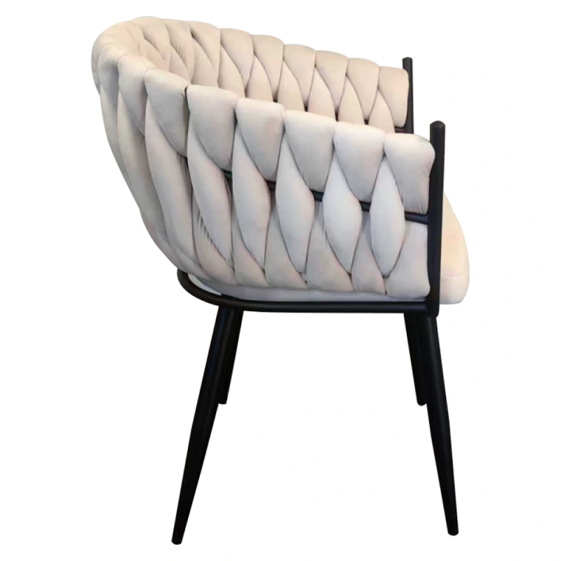 Jedálenské kreslo, svetlobéžová Velvet látka/čierna, BLER 4