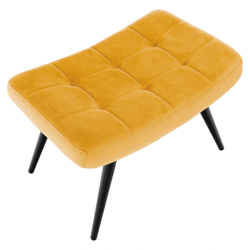 Kreslo s podnožou, žltá Velvet látka/čierna, HABEN 6