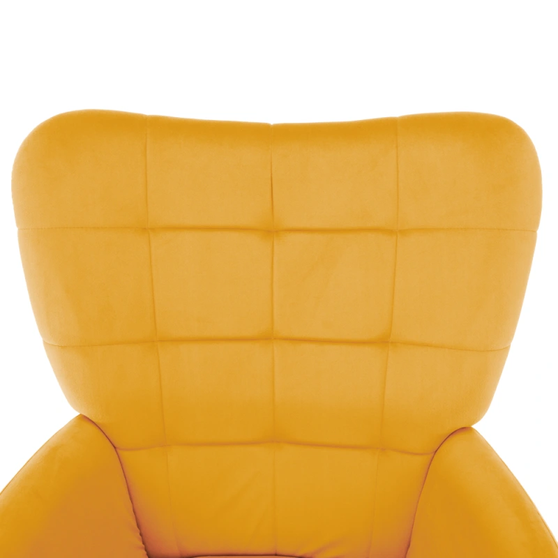 Kreslo s podnožou, žltá Velvet látka/čierna, HABEN 13