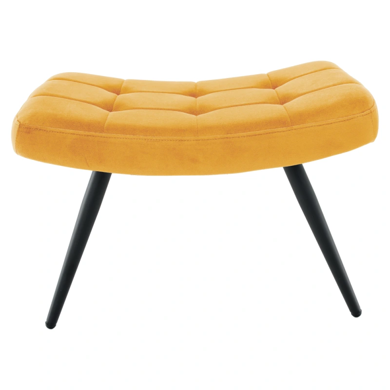 Kreslo s podnožou, žltá Velvet látka/čierna, HABEN 7