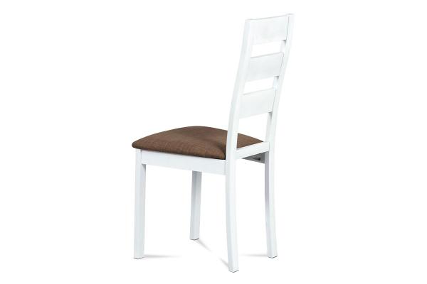 Jedálenská stolička BC-2603 WT, masív biely, poťah hnedý