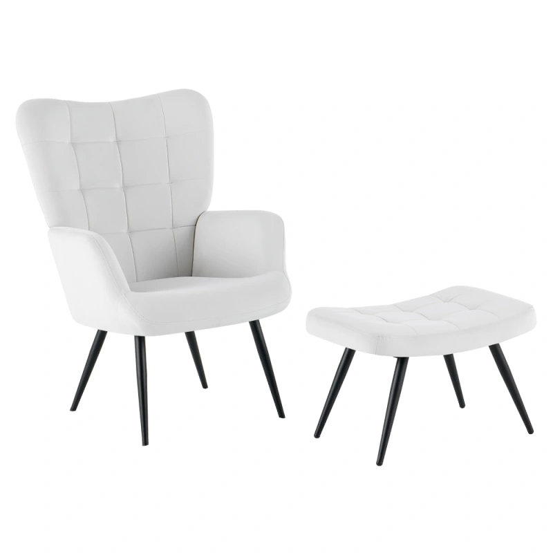 Kreslo s podnožou, svetlosivá Velvet látka/čierna, HABEN 1