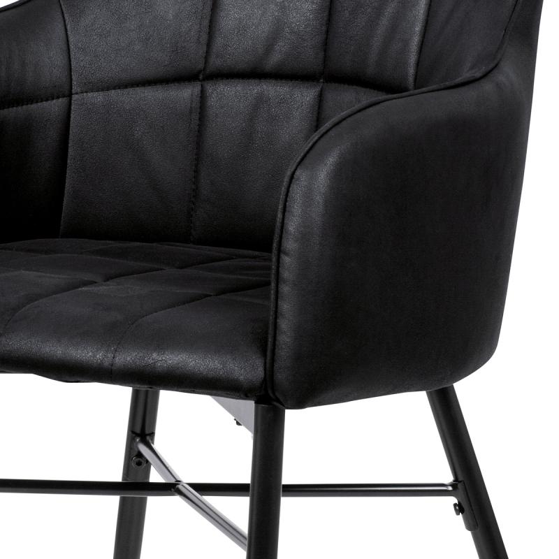 Jedálenská stolička AC-9990 BK3 čierna látka v dekor vintage kože