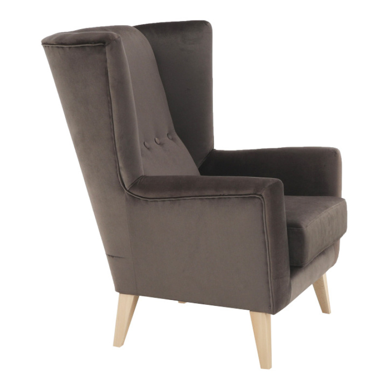 Kreslo-ušiak, taupe-sivohnedá/buk, RODEZA 6