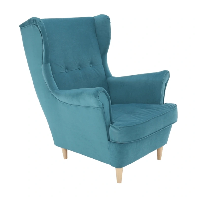 Kreslo ušiak, petrolejová/buk, RUFINO 3 NEW 8