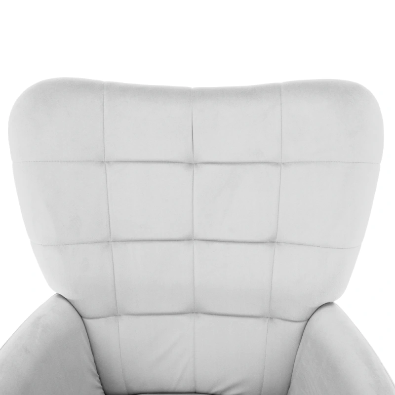 Kreslo s podnožou, svetlosivá Velvet látka/čierna, HABEN 13