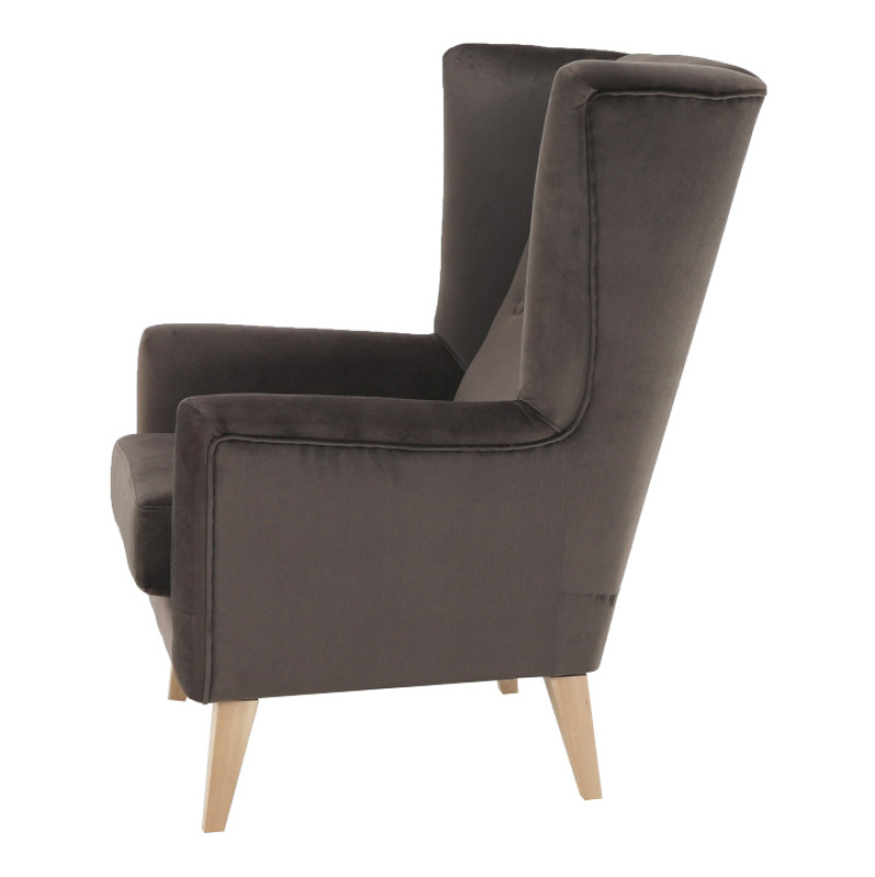 Kreslo-ušiak, taupe-sivohnedá/buk, RODEZA 3