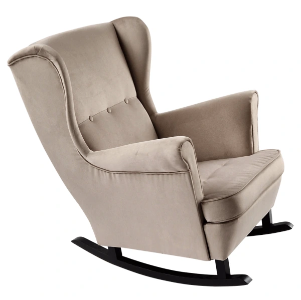 Hojdacie kreslo ušiak, béžová/čierna, TEJA 5